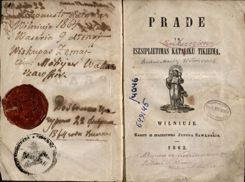 Prade ir iszsiplietimas kataliku tikieima. Wilniuje: kasztu ir spaustuwiej Juzupa Zawadzkie, 1862.