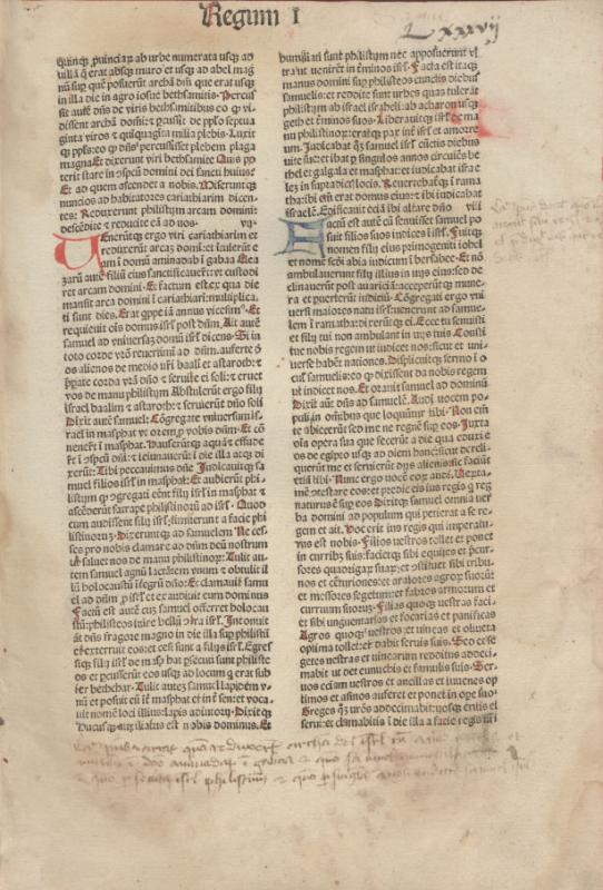 Biblia Latina. [Venezia: Nicolaus de Francofordia, ca 1485].