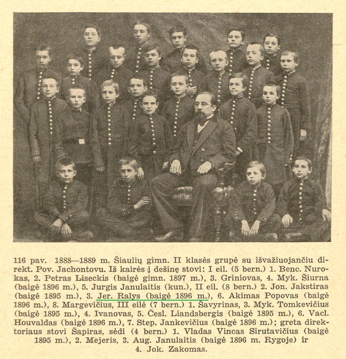 J. Ralys – 2 klasės gimnazistas