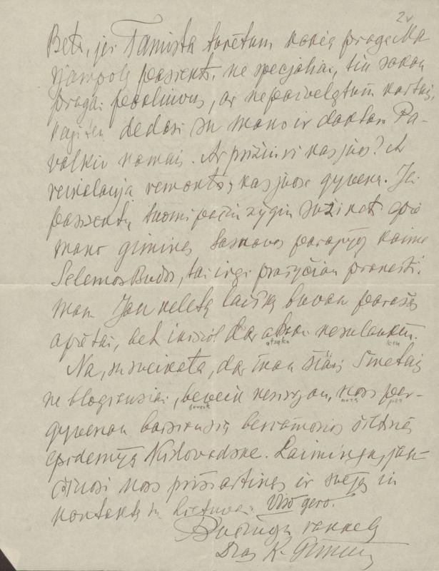 Felicijai Bortkevičienei rašyti Kazio Griniaus laiškai