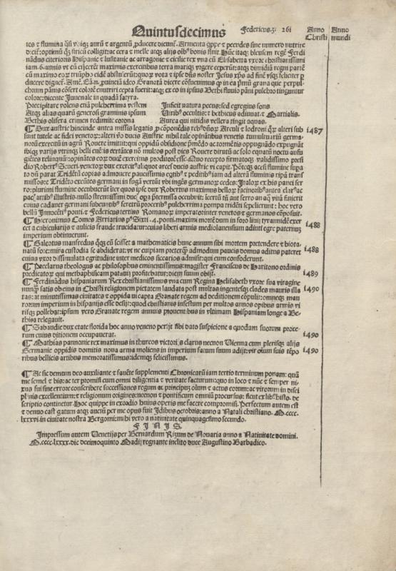 Foresti, Giacomo Filippo. Supplementum chronicarum. Venezia: Bernardinus Rizus, Novariensis, 1490 05 15.