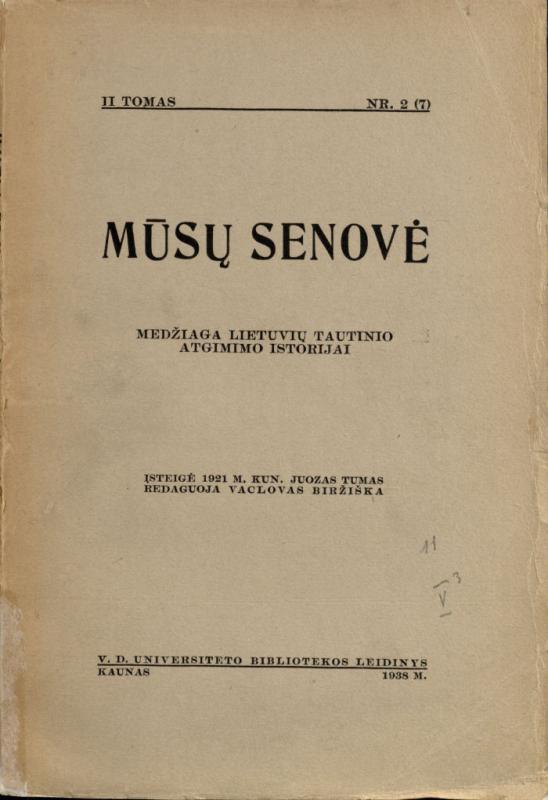 Petro Leono prisiminimų dalis, išspausdinta žurnale „Mūsų senovė“, 1938