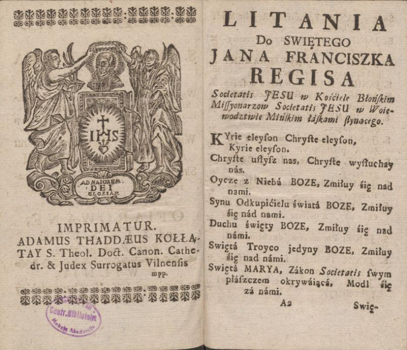 Atvartas su aprobata ir litanijos šventajam Jonui Pranciškui Regiui pradžia