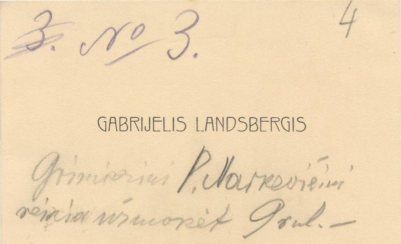 Gabrieliaus Landsbergio-Žemkalnio vizitinė kortelė