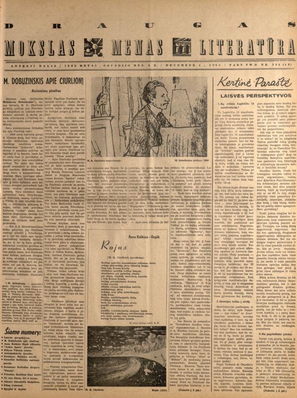Mstislavo Dobužinskio atsiminimai apie M.K. Čiurlionį