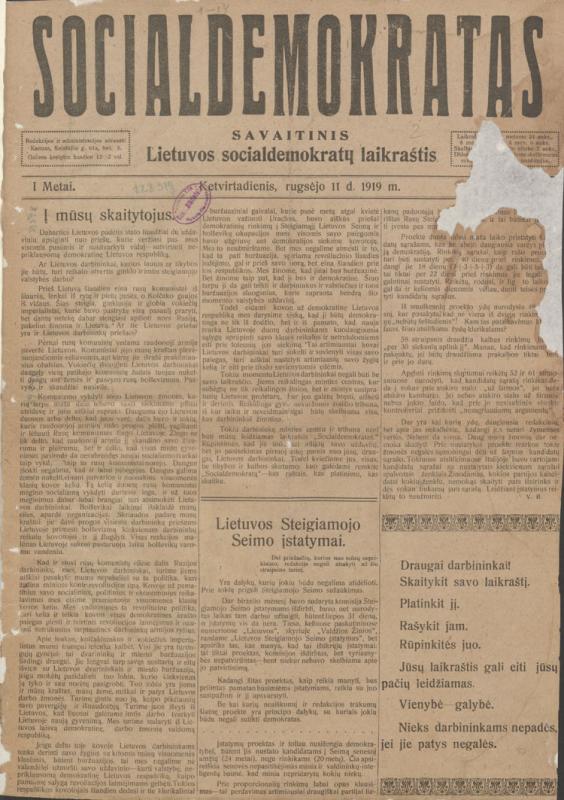Socialdemokratas: savaitinis Lietuvos socialdemokratų laikraštis