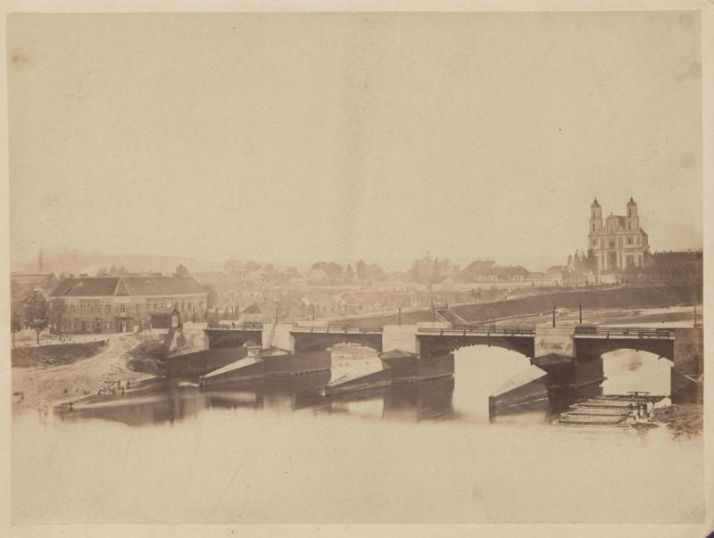Vilniaus panorama ir Žaliasis tiltas (apie 1865)