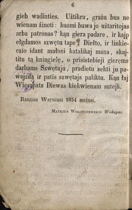 Ziwataj Szwętuju, tu kuriu wardajs żemajczej uż wis gieb wadinties, ejlu abeciełas surasziti ir iszspausti. Wilniuj: kasztu ir spaustuwieje Jozapa Zawadzkia, 1858.