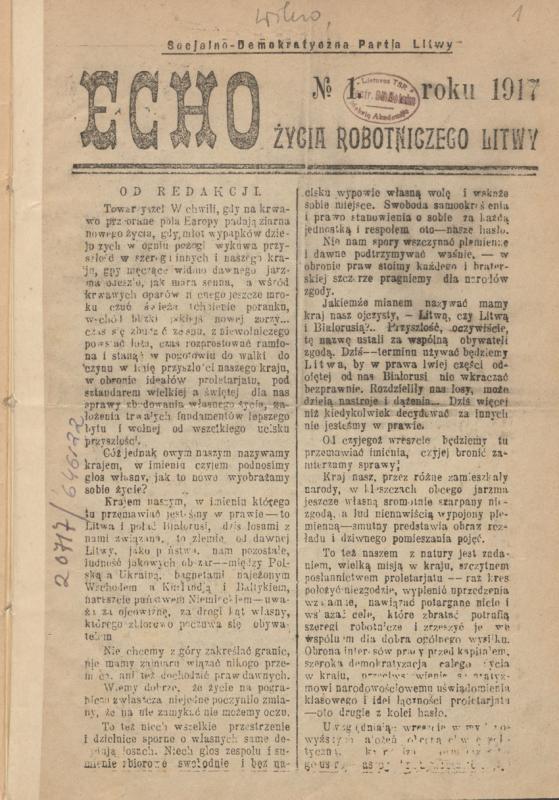 Echo Życia Robotniczego Litwy