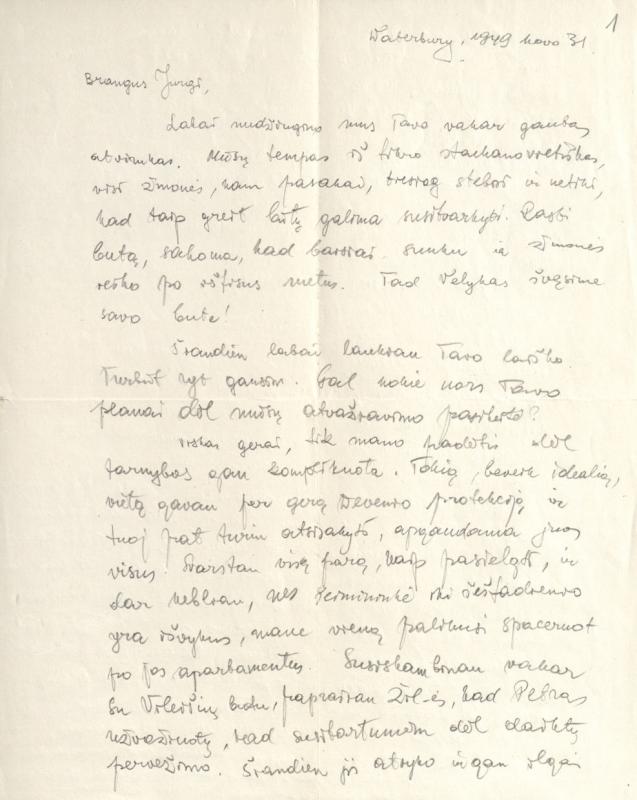 M. Gimbutienės laiškas J. Gimbutui