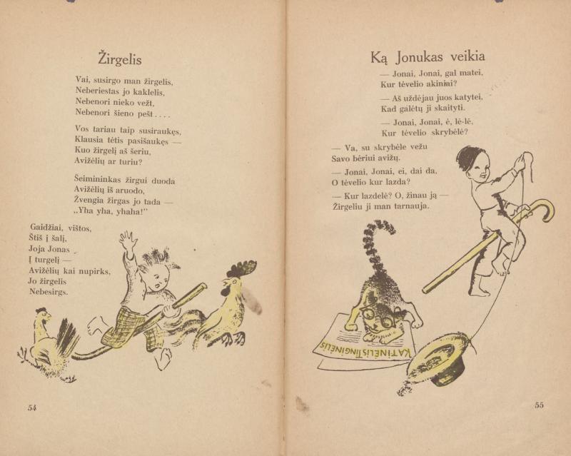 Vytė Nemunėlis. Kiškio kopūstai: eilėraščiai vaikams; iliustravo D. Tarabildaitė. Kaunas: Sakalas, 1936. 62 p.: iliustr. LMAVB 555170