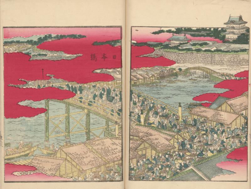 Hokusai, Katsushika. 繪本東都遊 = Ehon azuma asobi. [Japonija: s. n., 1802?]. 9 lap.: medžio raiž.; 25 x 18 cm.
