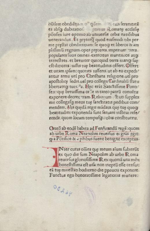 Aragonia, Johannes de. Oratio ad Sixtum IV; Oratio ad Ferdinandum regem. [Roma]: Johannes Philippus de Lignamine, [non ante 1471 12 19].