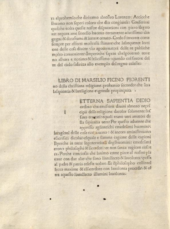 Ficino, Marsilio. Della cristiana religione. Pisa: Lorenzo and Angelo di Firenze, 1484 06 02.