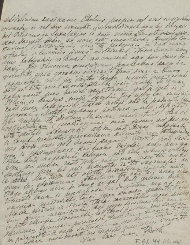 Felicijos Bortkevičienės laiškas, rašytas Mykolui Sleževičiui