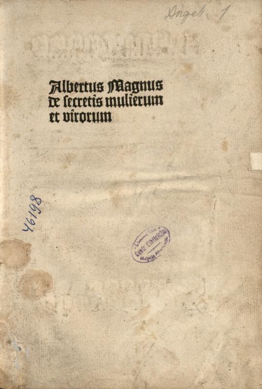 Albertus Magnus. Secreta mulierum et virorum. [Leipzig: Conrad Kachelofen, ca 1492].