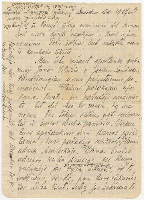Felicijai Bortkevičienei rašytas Gabrielės Petkevičaitės-Bitės laiškas