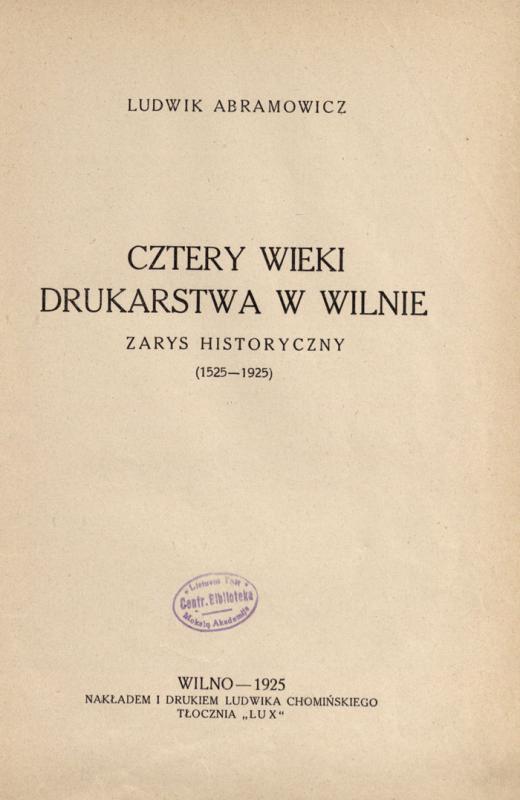 L. Abramavičiaus monografija (1925)