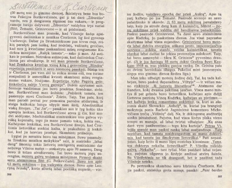 Sofijos Kymantaitės atsiminimai apie susitikimą su M. K. Čiurlioniu