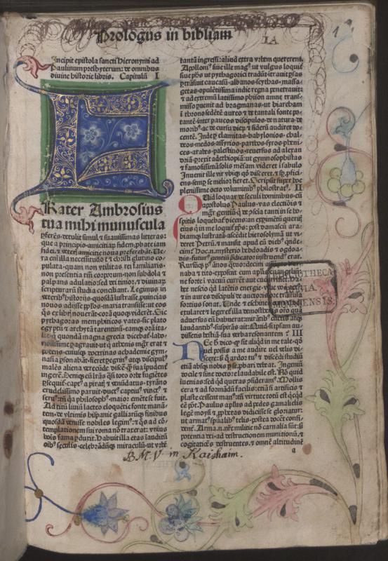 Biblia Latina. Venezia: Franciscus Renner, de Heilbronn, 1480.