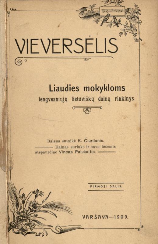M. K. Čiurlionio harmonizuotų liaudies dainų rinkinys „Vieversėlis“
