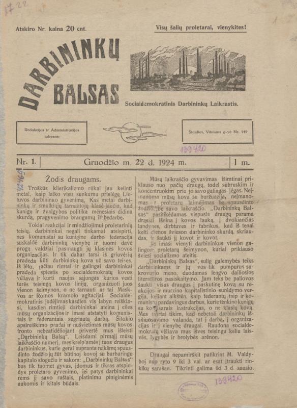 Darbininkų balsas: socialdemokratinis darbininkų laikraštis