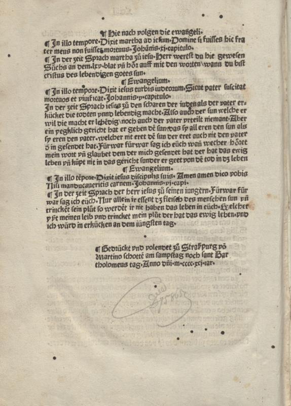 Epistolae et Evangelia (Plenarium). Strassburg: Martin Schott, 1491 08 27.