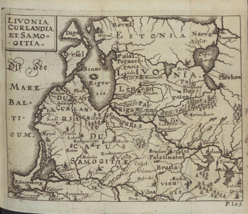 Žemaitijos, Kuršo ir Livonijos žemėlapis