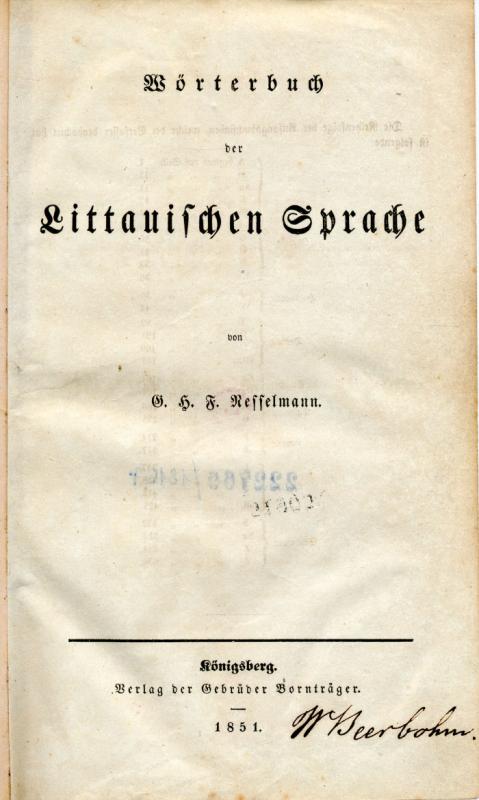 Georgo Heinricho Ferdinando Neselmano dedikacija Heinrichui Teodorui fon Šionui