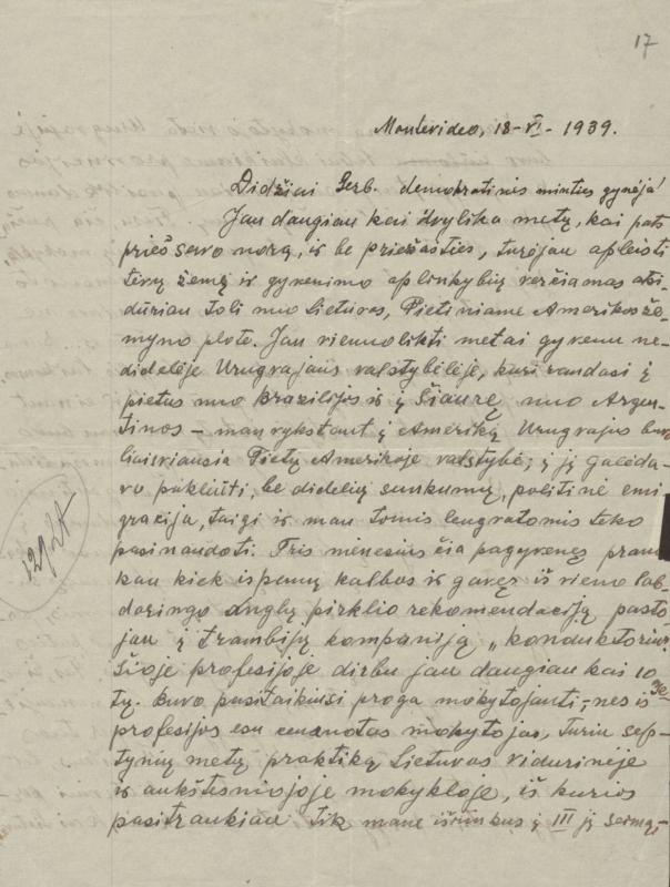 Felicijai Bortkevičienei rašytas Prano Vikonio laiškas