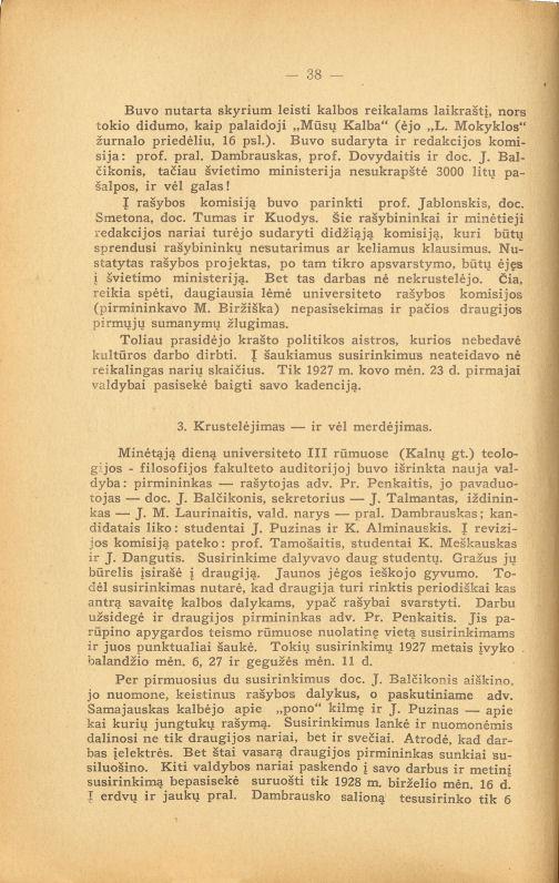 Jono Martyno Laurinaičio straipsnis „Prikelkime „Kalbos“ draugiją“ (1930)