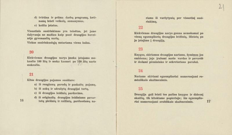 XXVII knygos mėgėjų įstatai ir reguliaminas. Kaunas, 1933. 27 p.