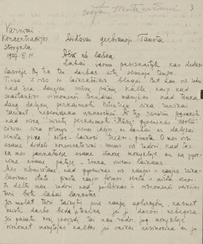 Felicijai Bortkevičienei rašytas Eriko Aleksandro Tornau laiškas