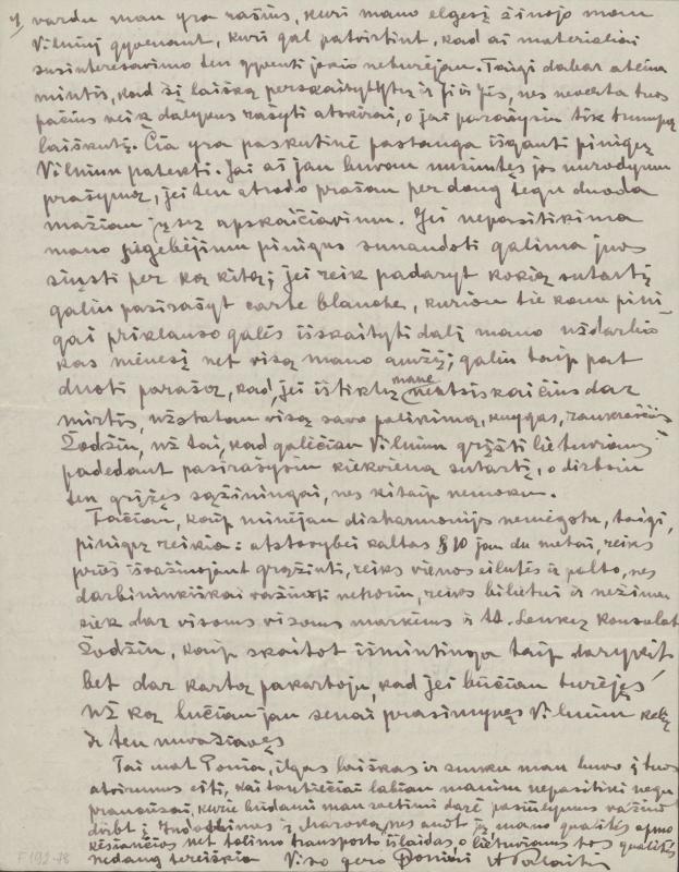 Felicijai Bortkevičienei rašytas Antano Valaičio laiškas