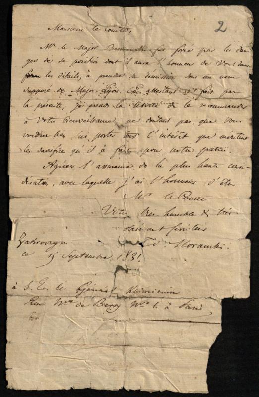 Teodoro Morawskio laiškas generolui Karoliui Otto′ui Kniaziewicziui. 1831-09-19. Teodoro Morawskio laiškas generolui Karoliui Otto′ui Kniaziewicziui. 1831-09-19.