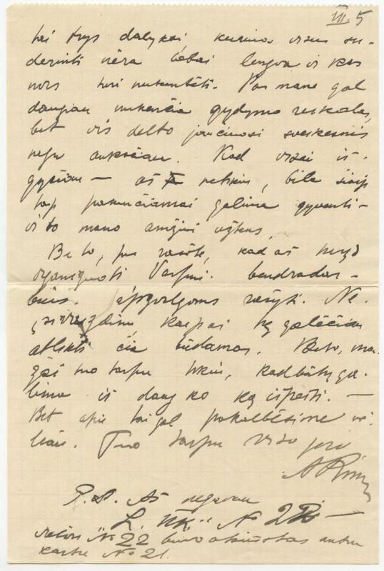 Felicijai Bortkevičienei rašytas Albino Rimkos laiškas