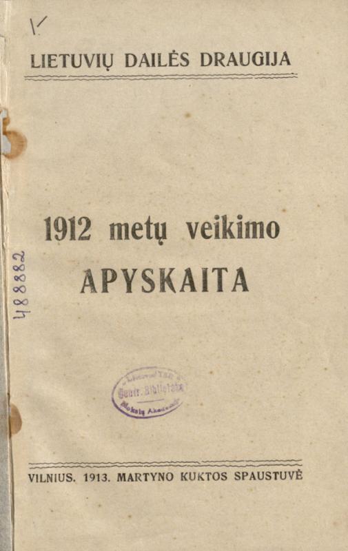 Lietuvių dailės draugijos 1912 metų veiklos ataskaita