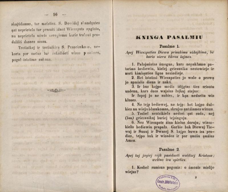 Wisas pasalmes S. Dowida karalaus. Wilnuje: kasztu ir spaustuwieje Josapa Zawadzkie, 1864.