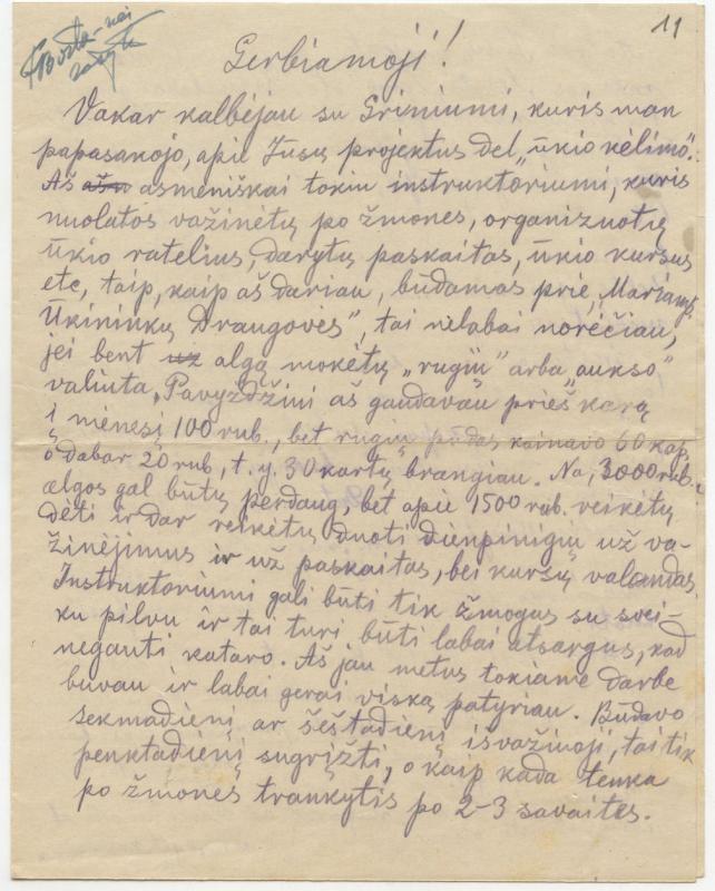 Felicijai Bortkevičienei rašytas Jono Kriščiūno-Jovaro laiškas