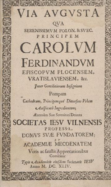 Sveikinimas karalaičiui Karoliui Ferdinandui Vazai, Vroclavo ir Plocko vyskupui