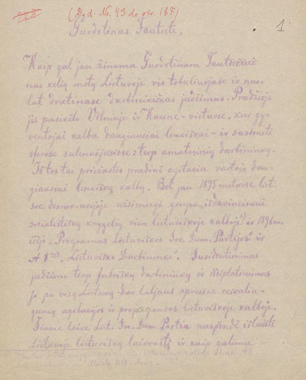 Guodotinas tautieti. 1898. Liet. k.