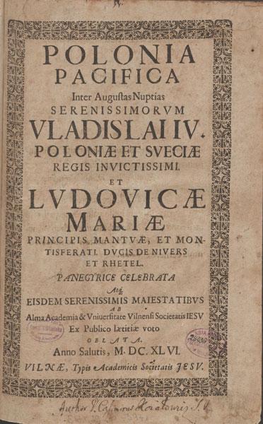 Sveikinimas karaliaus Vladislovo IV Vazos ir Liudvikos Marijos Gonzagos vestuvių proga