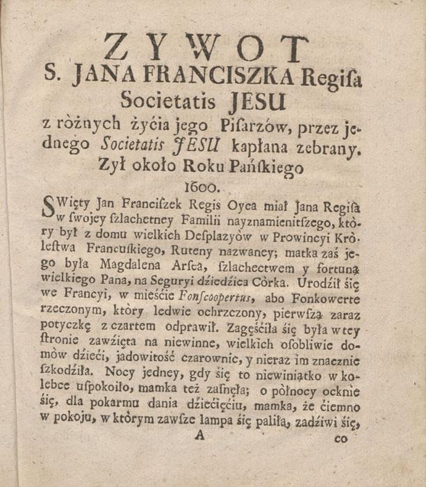 Šv. Jono Pranciškaus Regio gyvenimo aprašymas