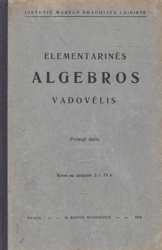 Antano Smetonos verstas J. V. Bliumbergo „Elementarinės algebros vadovėlis“